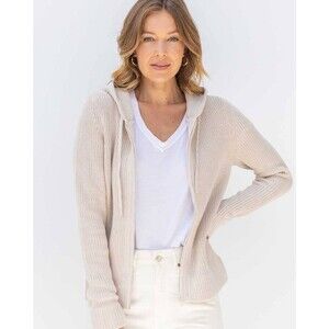 Light Beige Hooded Knit Sweater - Women